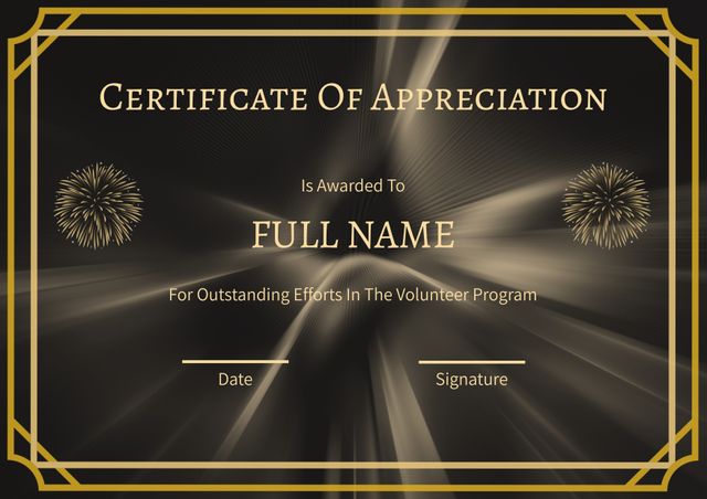 Elegant Certificate of Appreciation for Volunteer Program Efforts - Download Free Stock Templates Pikwizard.com