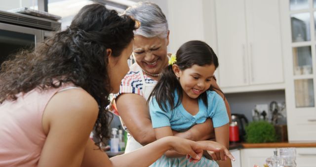 Three Generations Bonding in Kitchen, Mother, Daughter, and Grandmother Enjoying - Download Free Stock Images Pikwizard.com