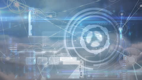 Futuristic Data Processing Concept with Cloud Background