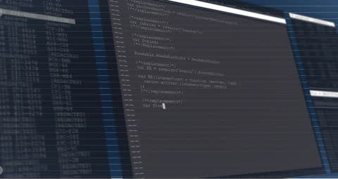 Digital Code Animation on Blue Interface