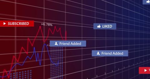 Stock Market Graph with Social Media Notifications Overlay - Download Free Stock Images Pikwizard.com