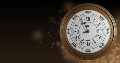Elegant Retro Clock Striking Midnight with Golden Sparkles - Download Free Stock Images Pikwizard.com