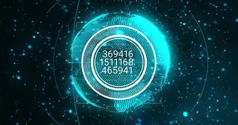 Futuristic holographic globe with digital data display