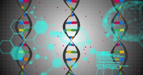 Futuristic dna strands and molecular holograph elements