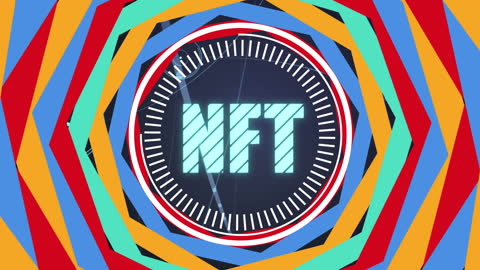 Vibrant Geometric Animation with NFT Technology Concept