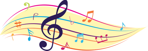 Colorful music notes on transparent background decorative design