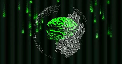 Futuristic Brain with Hexagonal and Binary Patterns - Download Free Stock Images Pikwizard.com