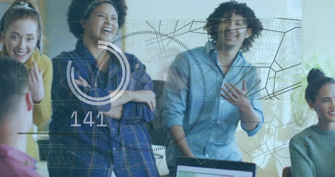 Diverse Team Collaborating with Data Projection