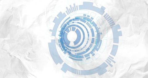 Minimal Pale Blue Circular HUD On Textured Wrinkled Paper Background For Tech Design