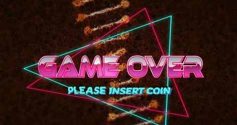 Neon Game Over Text on Retro Arcade Screen
