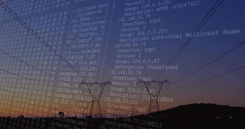 Digital Connectivity Amidst Transmission Towers at Dusk