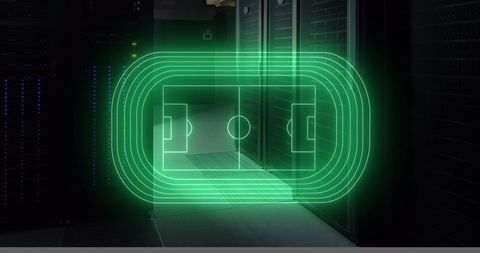 Digital Stadium Concept Overlay in Modern Server Room - Download Free Stock Images Pikwizard.com
