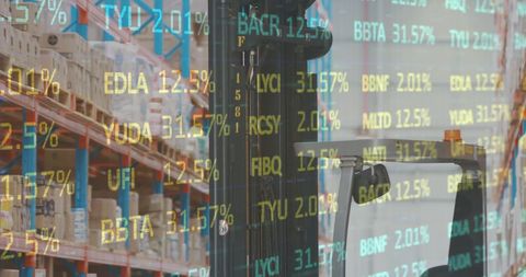 Stock Market Data Overlaid on Warehouse Background - Download Free Stock Images Pikwizard.com