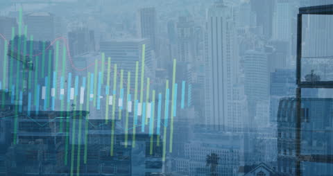 Futuristic Financial Data Analysis Over Dynamic Cityscape