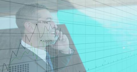 Businessman Analyzing Financial Growth using Smartphone