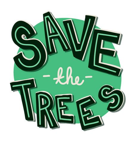 Eco-conscious typographic design emphasizing save the trees message