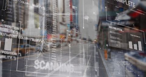 Futuristic Interface Over Time-lapse City Street Scene - Download Free Stock Images Pikwizard.com