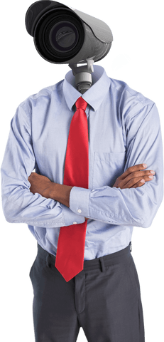 transparent businessman with cctv camera for head and assertive pose - Download Free Stock Videos Pikwizard.com