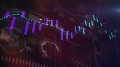 Innovative Financial Data Animation on Dark Digital Interface