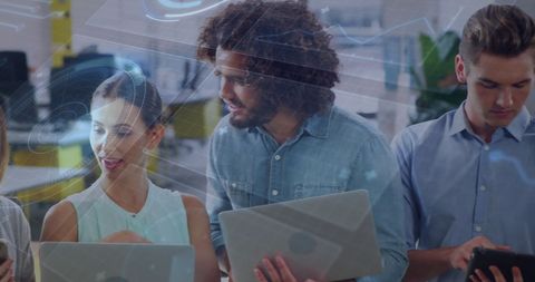 Diverse Team Collaborating on Digital Security and Data Processing - Download Free Stock Images Pikwizard.com