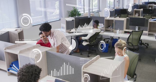 Busy Modern Office with Coworkers Analyzing Data Graphics - Download Free Stock Images Pikwizard.com