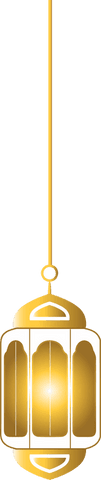 Golden ornate lantern hanging elegantly on transparent background