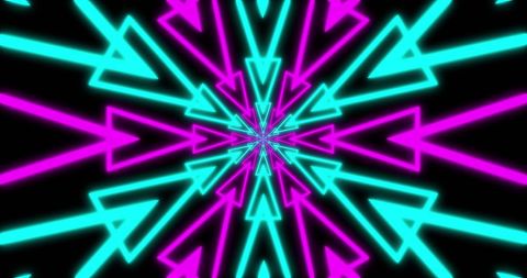 Vibrant neon arrow pattern on dark background