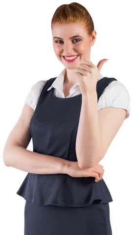 Successful Businesswoman Giving Thumbs Up with Confident Smile