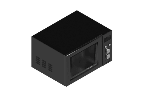 Transparent Modern Black Microwave Oven on White Background
