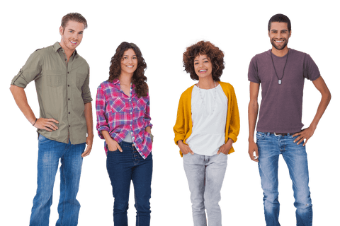 Transparent Background Diverse Group Casual Fashion Smiling
