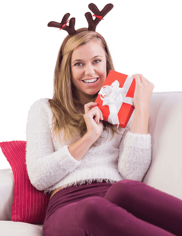 Transparent Collection of Gifting Feeling Woman on Christmas Holiday