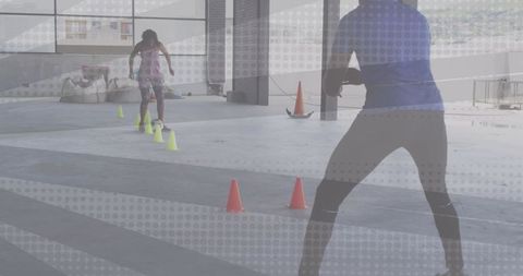 Athletic Training with Coach on Urban Rooftop