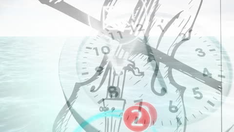 Dynamic Animation of Clock Overlapping Ocean Graphics