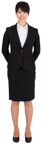 Smiling Asian Businesswoman Standing with Confidence Transparent Background