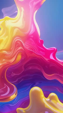 Vertical video showing vibrant fluid swirl flowing diagonally, drifting across blue backdrop