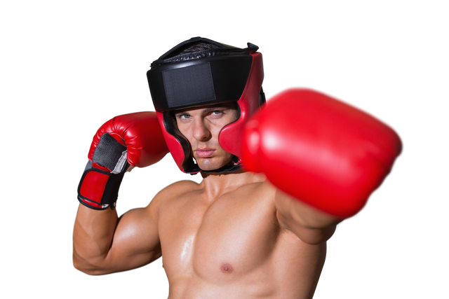 Caucasian Male Boxer with Gloves and Helmet on Transparent Background - Download Free Stock Videos Pikwizard.com