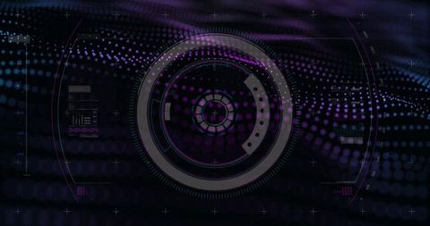 Futuristic Cyber Interface with Central HUD Element in Neon Palette