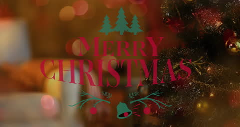 Merry Christmas Greeting with Festive Christmas Tree