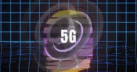 digital 5g technology with moving shapes and reflection - Download Free Stock Images Pikwizard.com