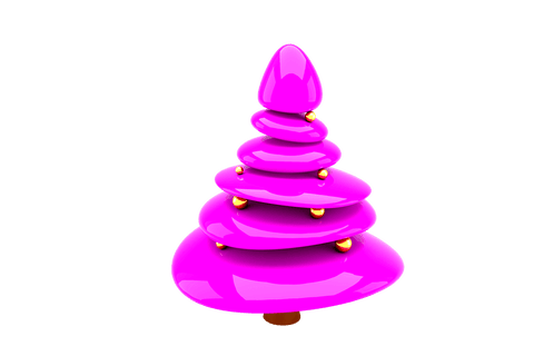 Vibrant pink christmas tree illustration on transparent background