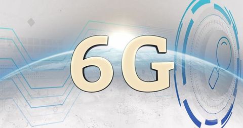 6g technology concept with earth horizon and circuit graphics