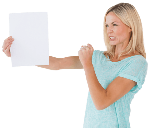 transparent background of angry woman holding paper - Download Free Stock Videos Pikwizard.com