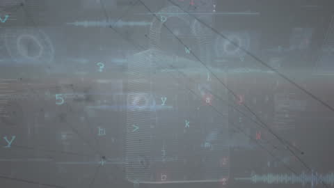 Futuristic Digital Padlock with Network Connections Symbolizing Cybersecurity