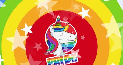 Colorful unicorn with stars and lgbtq pride theme