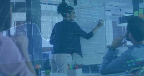 Businesswoman Analyzing Data with Team, Financial Strategy Concept