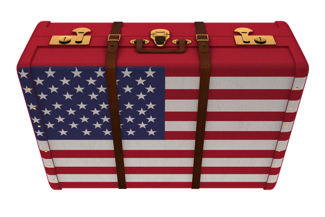 Suitcase with USA Flag on Transparent Background Conceptual Illustration - Download Free Stock Videos Pikwizard.com