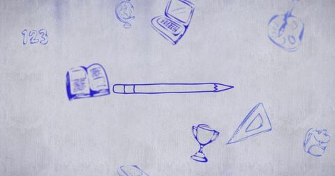 Digital education concept with pictogram elements on white background