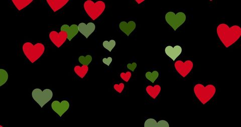 Vibrant Red and Green Hearts on Black Background for Celebrations - Download Free Stock Images Pikwizard.com