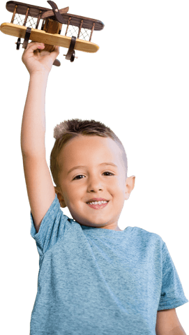 Boy Happily Holding Wooden Airplane Transparent Background - Download Free Stock Videos Pikwizard.com