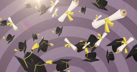 Floating Graduation Caps and Diplomas with Circular Motion